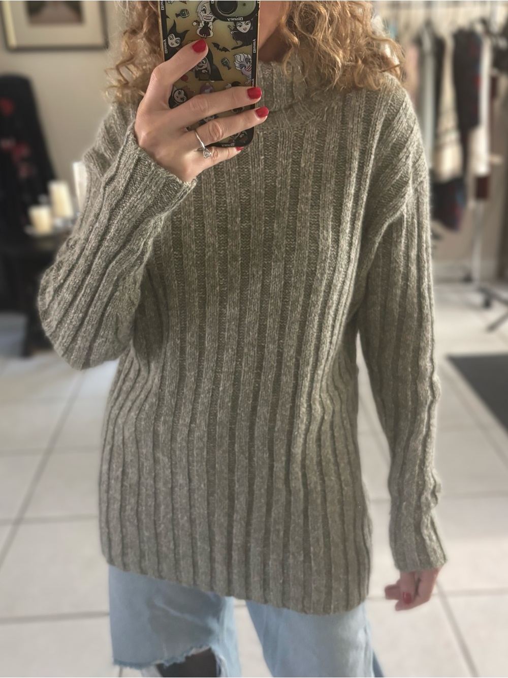 Vintage Sigrid Olsen linen sweater XL gray